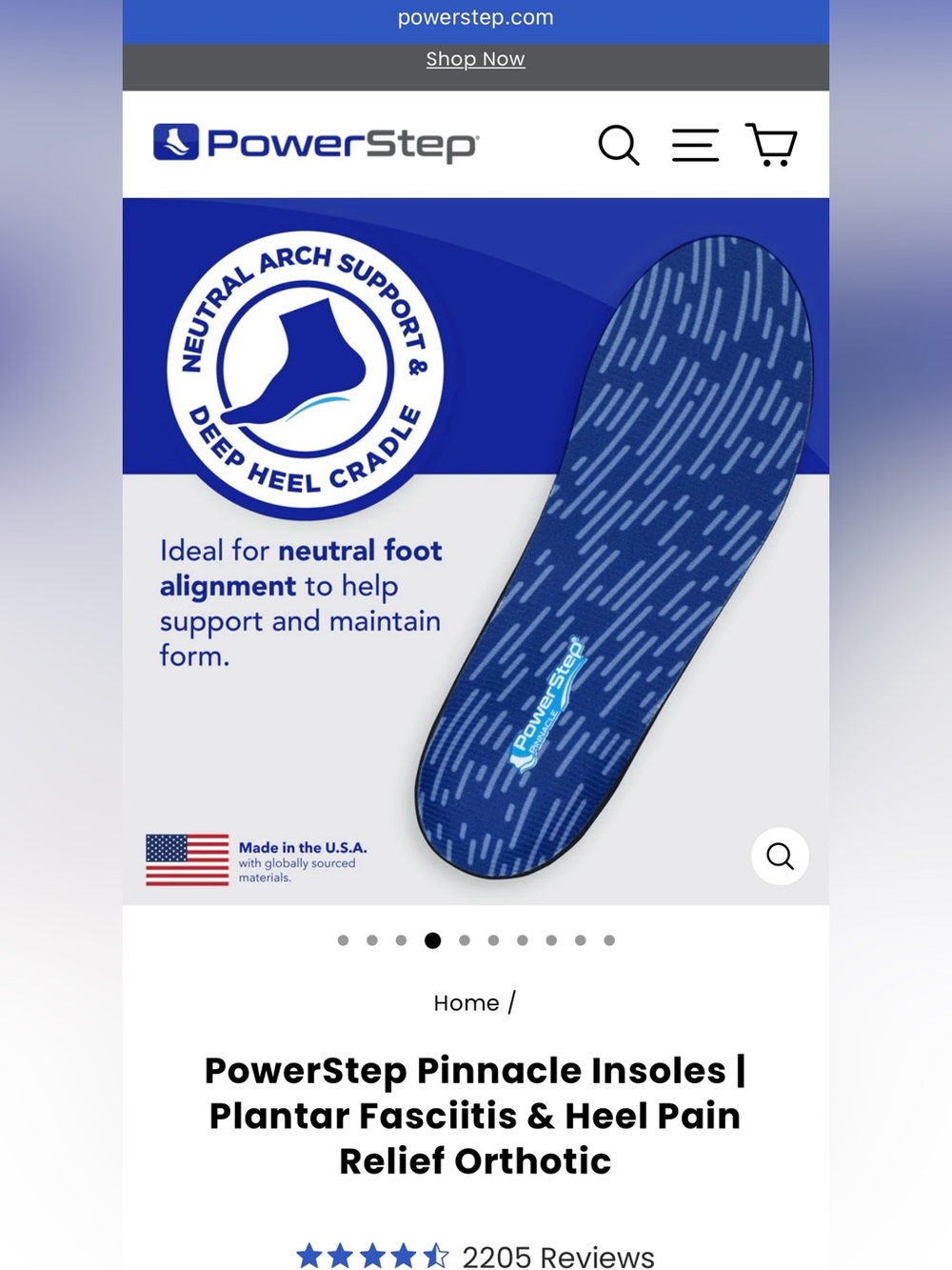 Powerstep Blue Supportive Orthotic Insoles - Picture 8 of 9